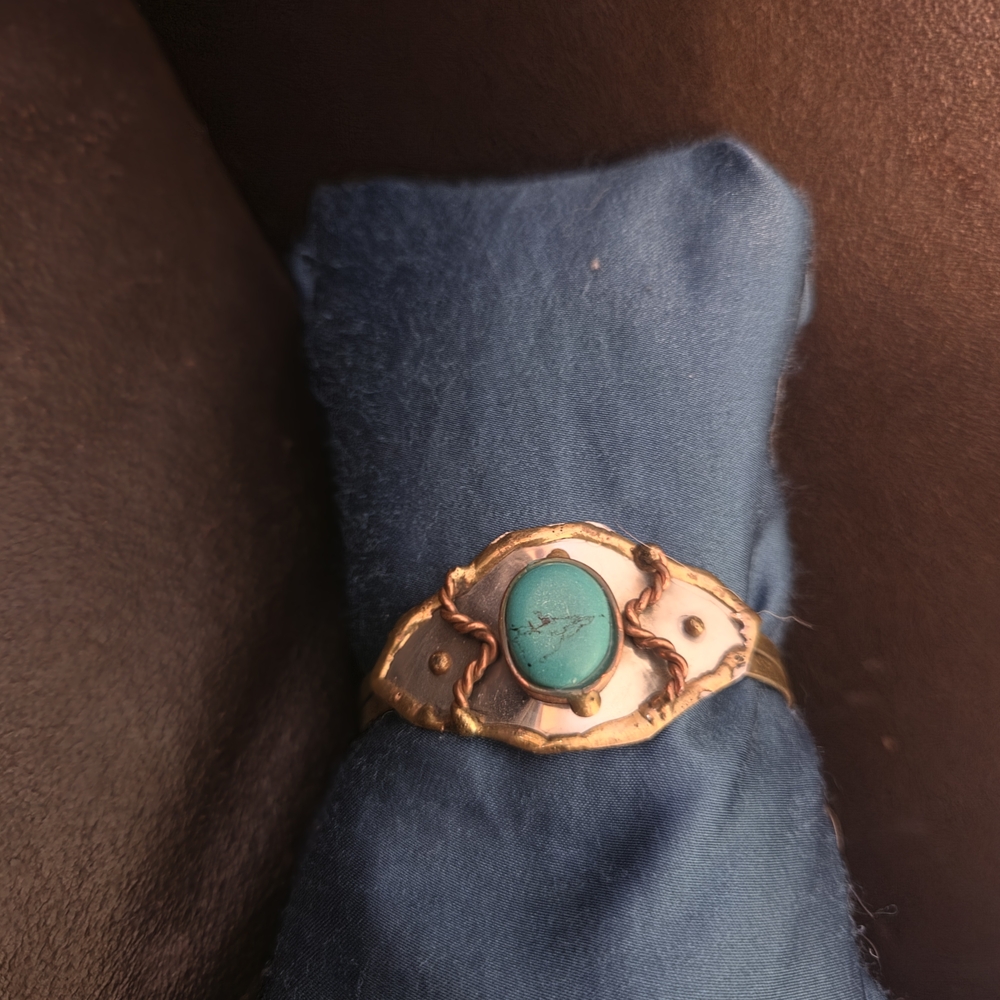 Turquoise and Gold Women's Bangle